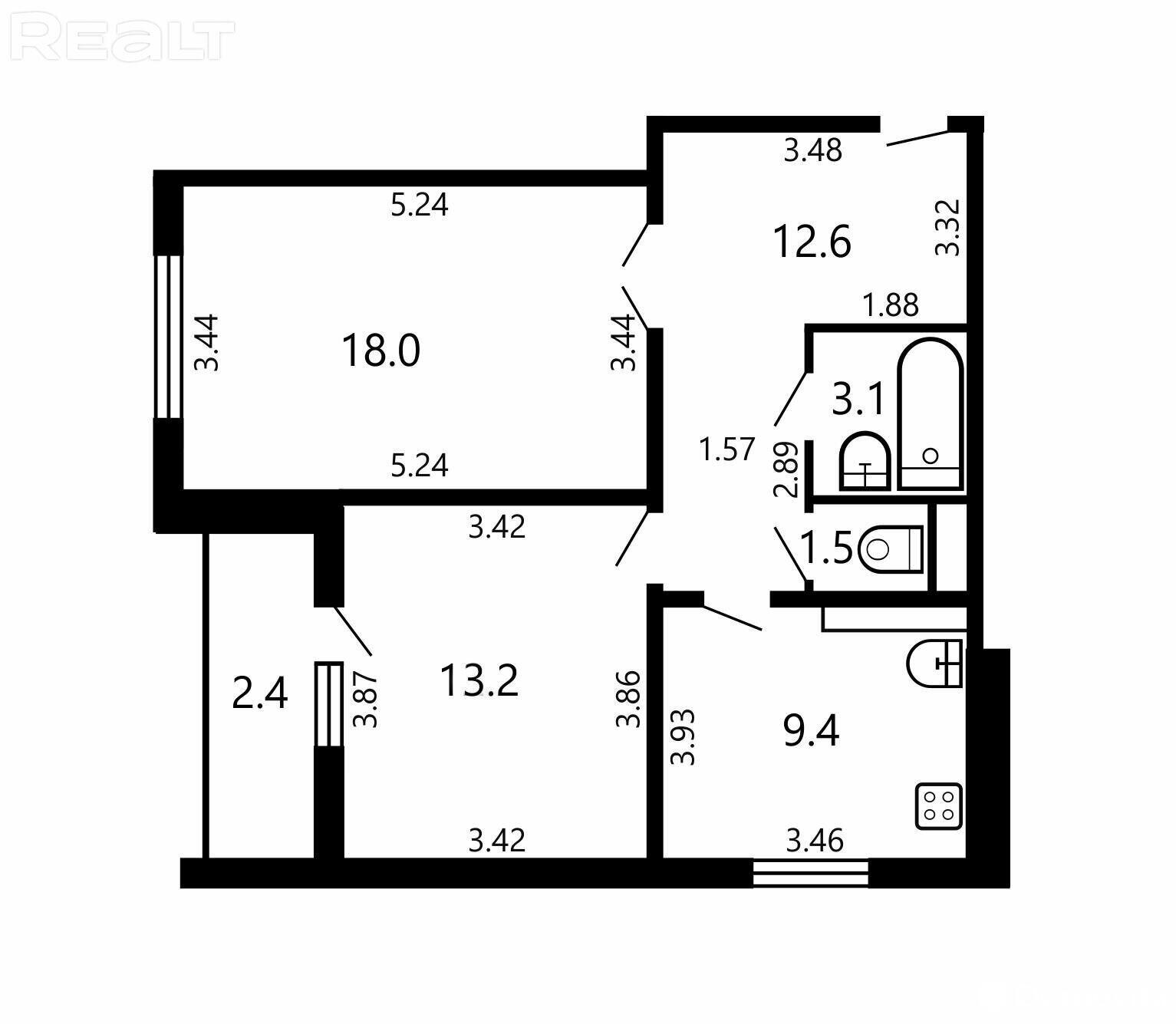 квартира, Минск, ул. Чайлытко, д. 21, стоимость продажи 285 530 р.