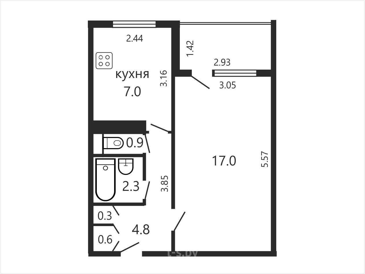 Купить 1-комнатную квартиру в Минске, ул. Сергея Есенина, д. 131, 57500 USD, код: 1048502 - фото 2