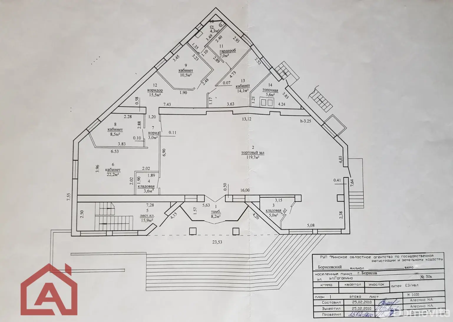 торговый объект, Борисов, ул. Гагарина, д. 50Б, стоимость продажи 1 945 921 р.