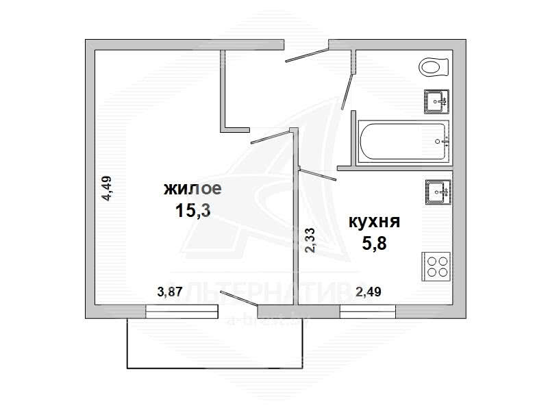 Купить 1-комнатную квартиру в Бресте, ул. Тисовая, 26900 USD, код: 947068 - фото 5