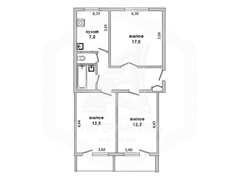 Купить 3-комнатную квартиру в Бресте, ул. Малая, 47900 USD, код: 690322 - фото 5
