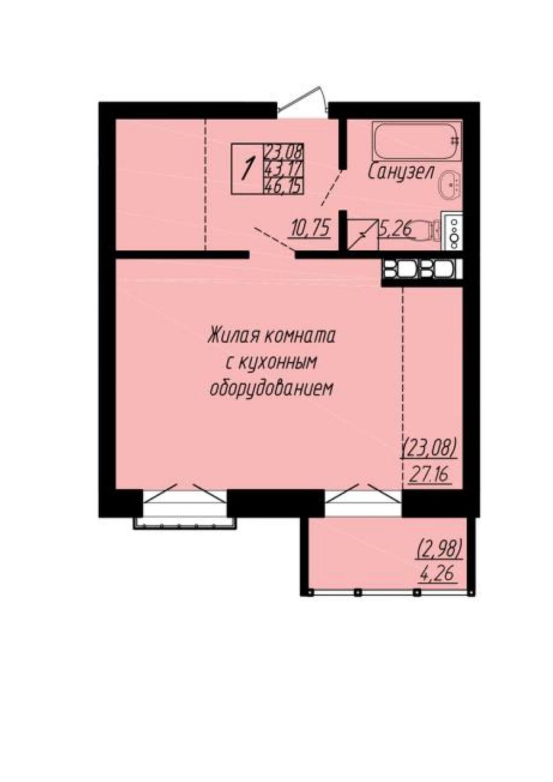 Купить 1-комнатную квартиру в Минске, ул. Восточная, д. 117, 221520 BYN, код: 1008105 - фото 2
