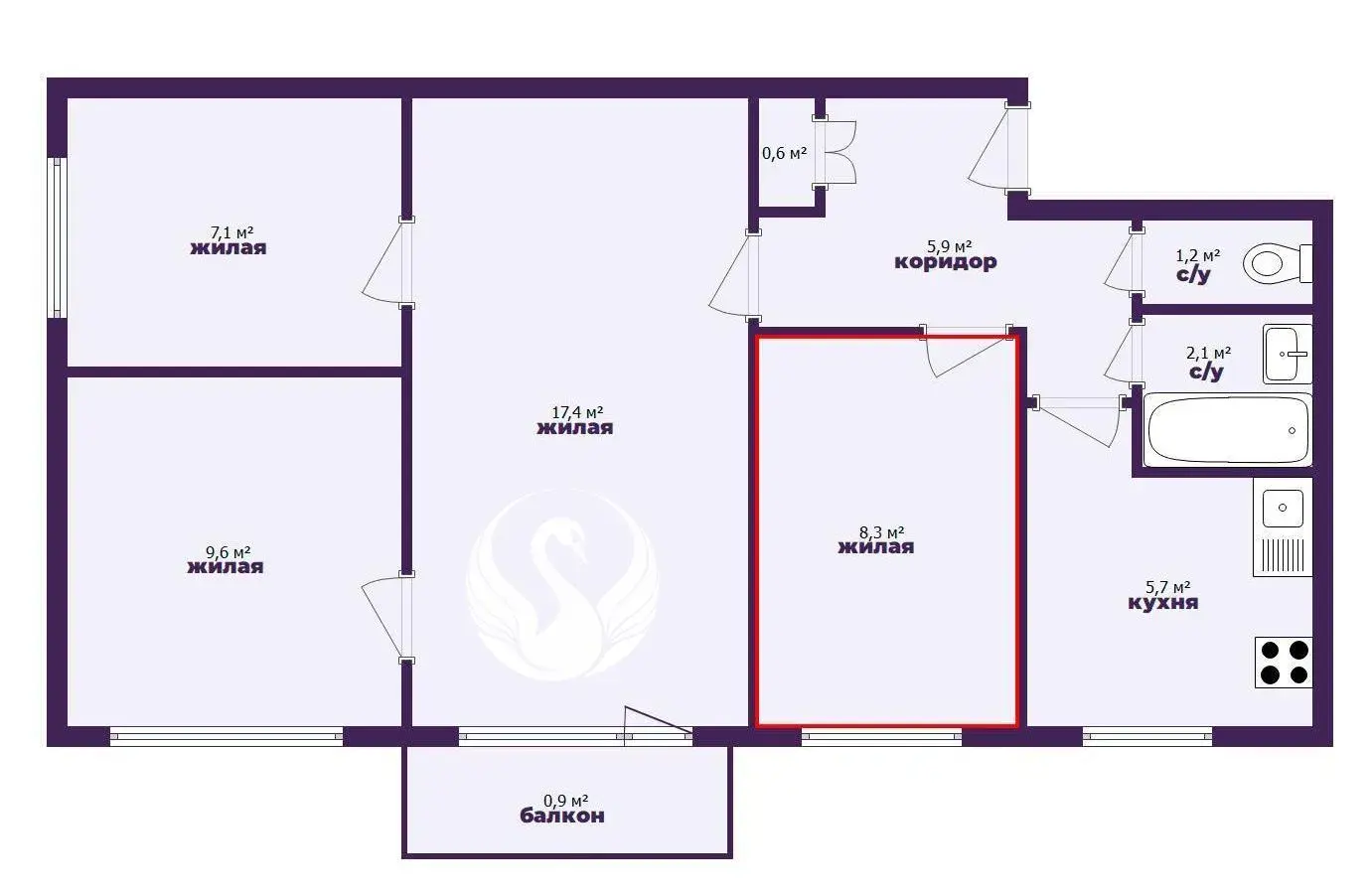 Купить комнату в Минске, ул. Матусевича, д. 4/1, цена 20600 USD, код 7249 - фото 4