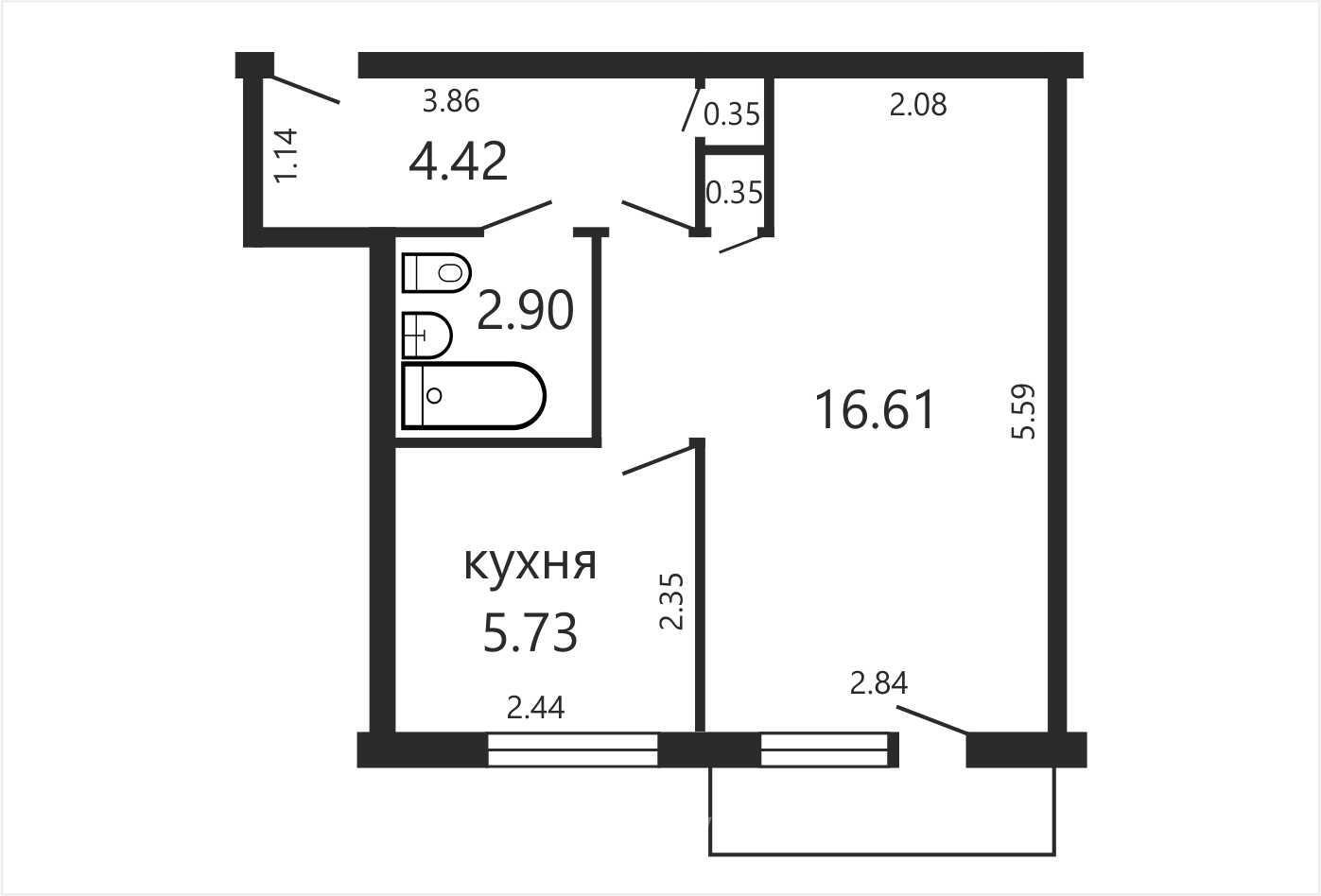 Продажа 1-комнатной квартиры в Минске, ул. Аэродромная, д. 3, 49500 USD, код: 1008990 - фото 2