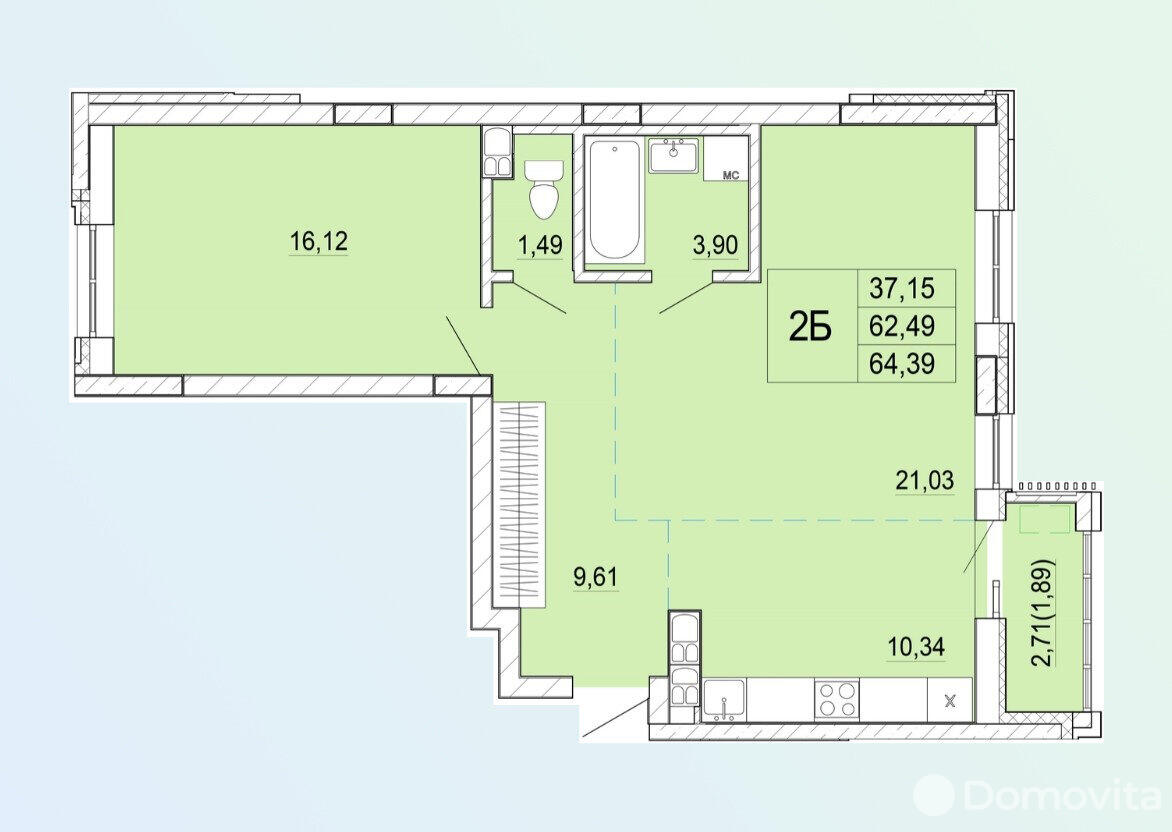 Купить 2-комнатную квартиру в Минске, ул. Нововиленская, д. 53, 96585 USD, код: 968516 - фото 4