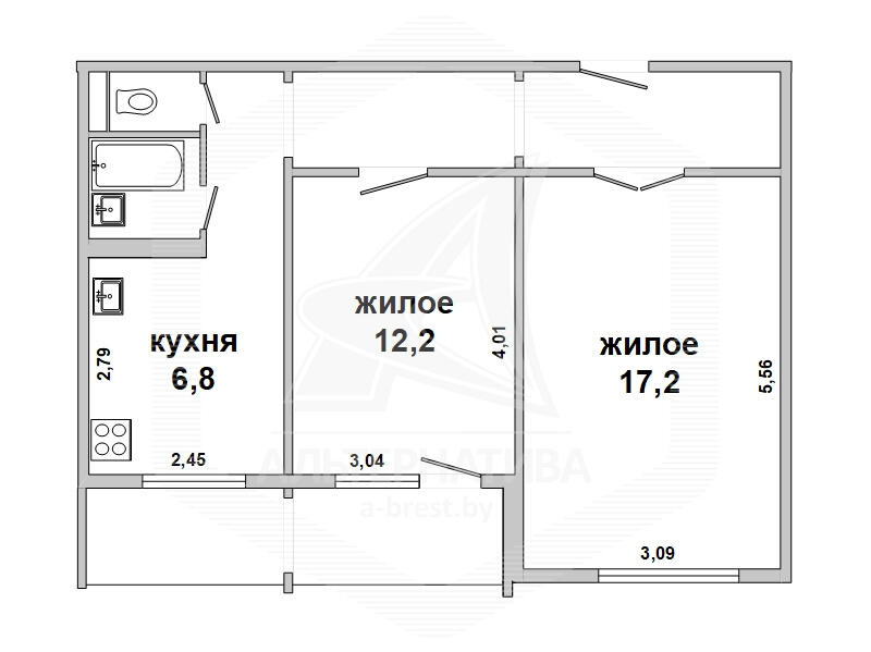 Купить 2-комнатную квартиру в Бресте, ул. Адамковская, 47450 USD, код: 689816 - фото 3