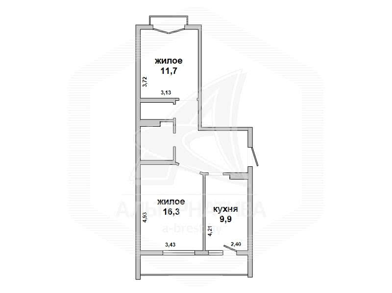 Продажа 2-комнатной квартиры в Кобрине, , 60000 USD, код: 957134 - фото 2
