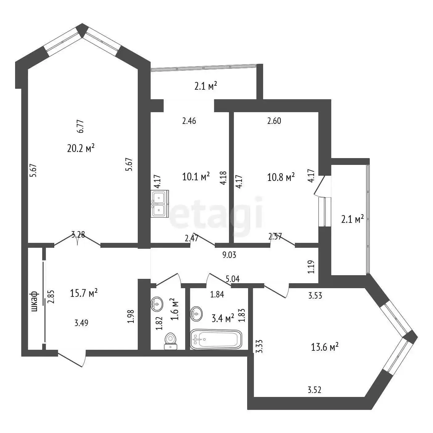 Купить 3-комнатную квартиру в Гродно, ул. Кремко, д. 4/А, 75000 USD, код: 1119047 - фото 3