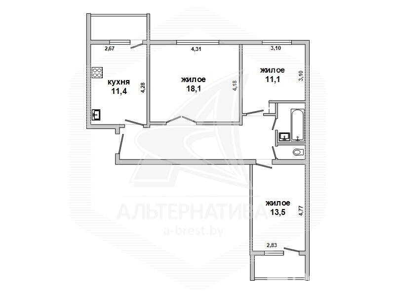 Купить 3-комнатную квартиру в Каменце, , 28000 USD, код: 982624 - фото 6