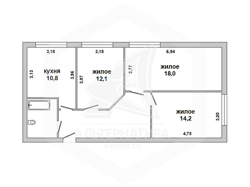 Купить 3-комнатную квартиру в Бресте, ул. Карьерная, 70000 USD, код: 911437 - фото 6