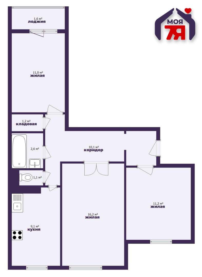 Продажа 3-комнатной квартиры в Вилейке, ул. Чапаева, д. 62, 27900 USD, код: 998987 - фото 1