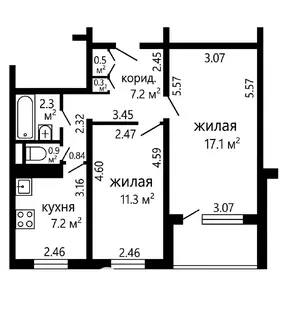 2-комнатная квартира, Минск, ул. Острошицкая, д. 13