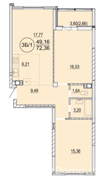 квартира, Минск, ул. Разинская, д. 4, стоимость продажи 279 465 р.