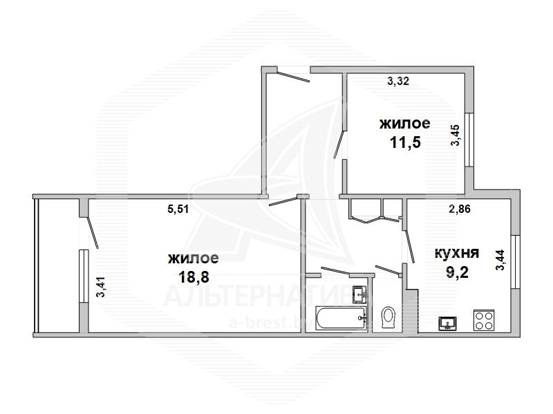 Купить 2-комнатную квартиру в Жабинке, , 31500 USD, код: 775169 - фото 2