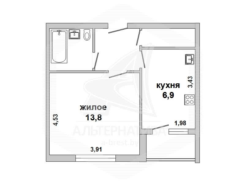 Купить 1-комнатную квартиру в Бресте, ул. Задорожная, 25900 USD, код: 1033297 - фото 6