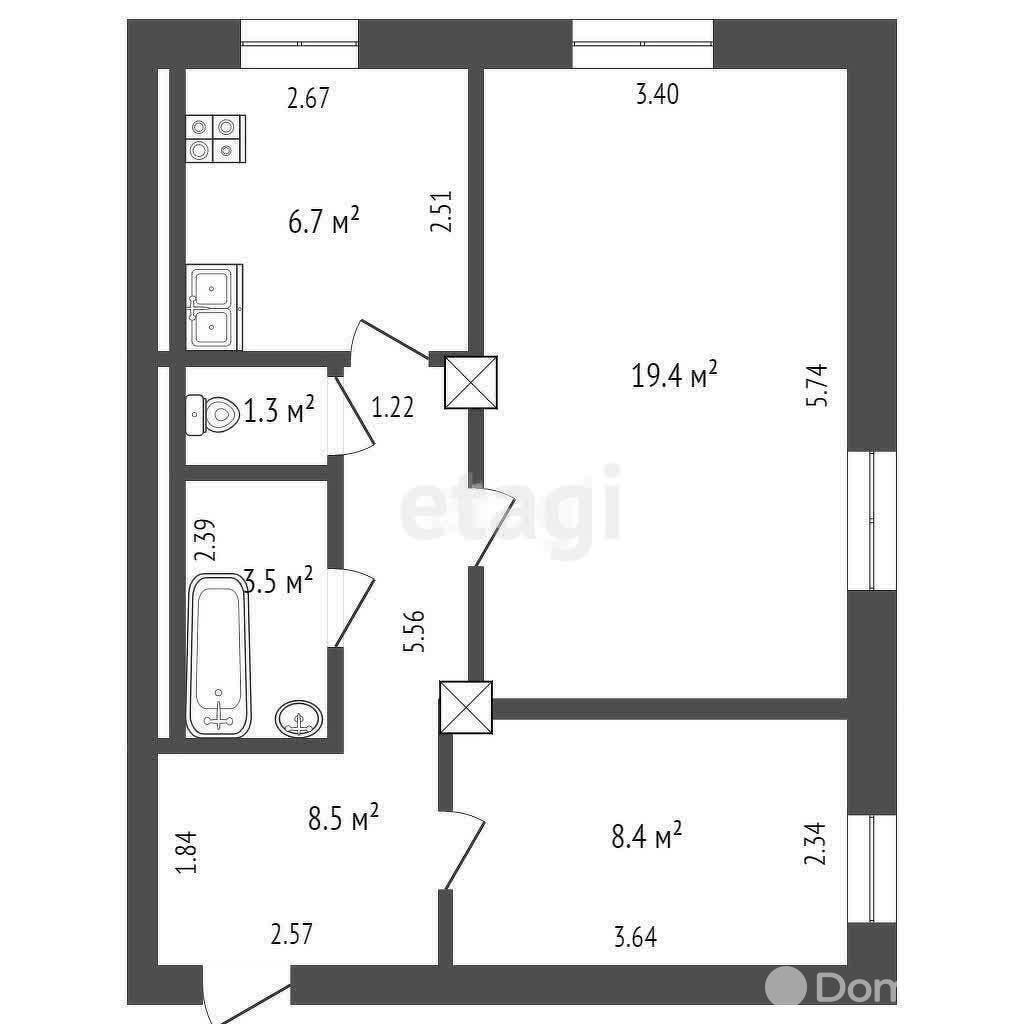 Продажа 2-комнатной квартиры в Минске, ул. Центральная, д. 9, 80000 USD, код: 959484 - фото 1