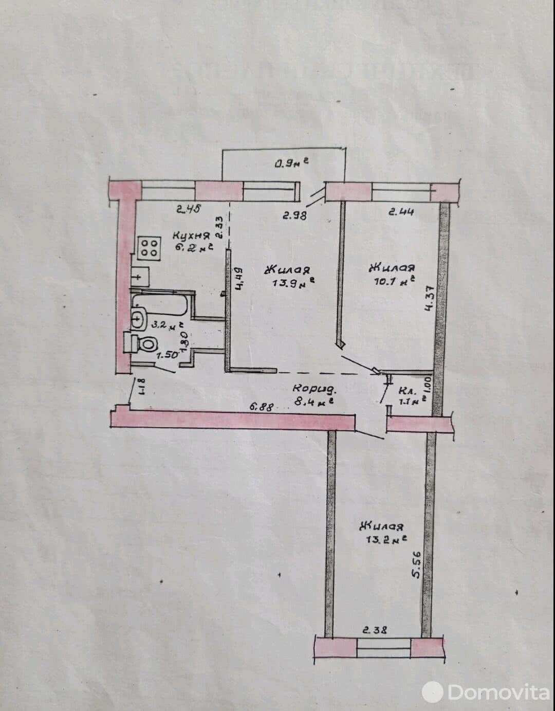 Продажа 3-комнатной квартиры в Барановичах, ул. Комсомольская, д. 9, 37000 USD, код: 1033408 - фото 1