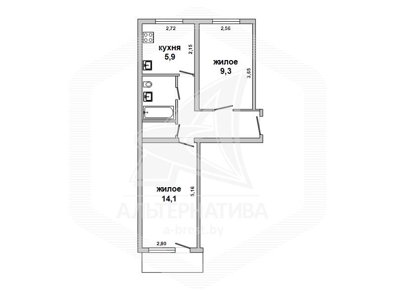 Продажа 2-комнатной квартиры в Бресте, ул. Красногвардейская, 36100 USD, код: 992271 - фото 3