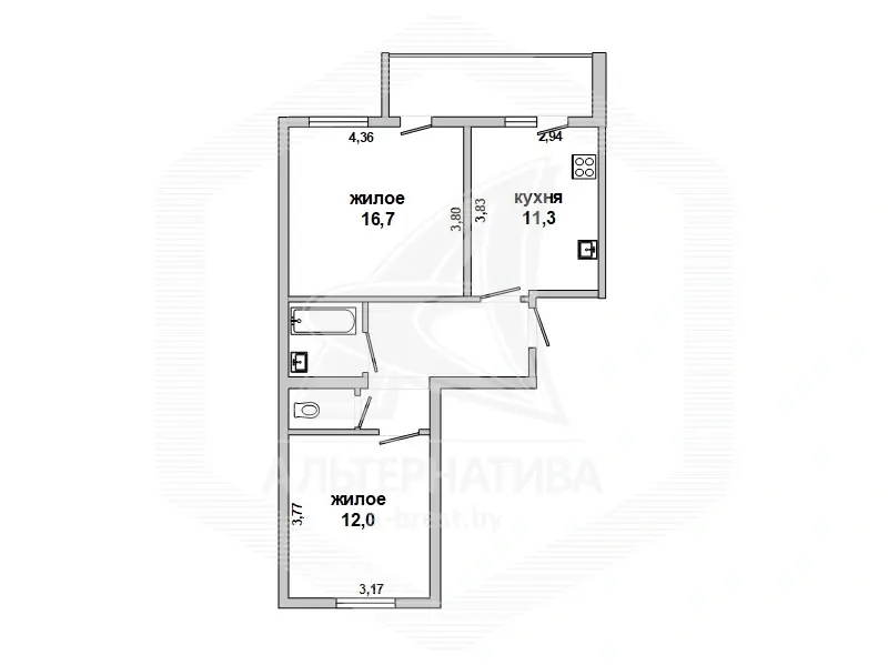 квартира, Брест, ул. Брестских дивизий, стоимость продажи 232 639 р.