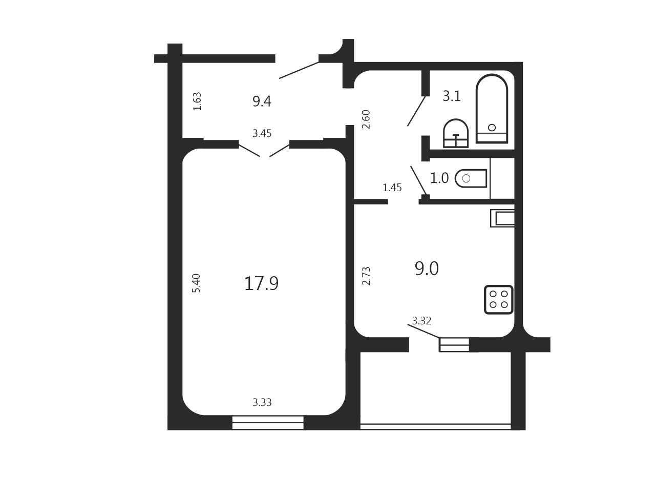 Купить 1-комнатную квартиру в Минске, ул. Одинцова, д. 107, 65900 USD, код: 1011377 - фото 2