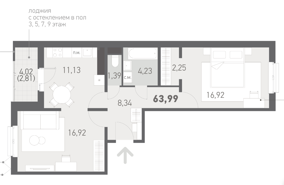 Продажа 2-комнатной квартиры в Копище, ул. Авиационная, д. 7, 115317 USD, код: 996764 - фото 4