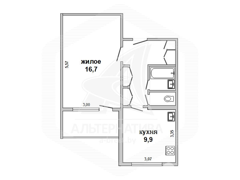 Продажа 1-комнатной квартиры в Кобрине, , 19700 USD, код: 945257 - фото 3