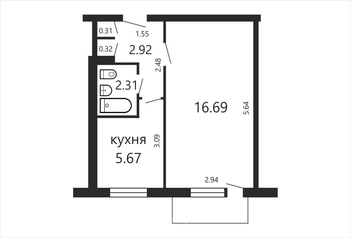 Продажа 1-комнатной квартиры в Минске, ул. Чигладзе, д. 8, 45000 USD, код: 1084500 - фото 2