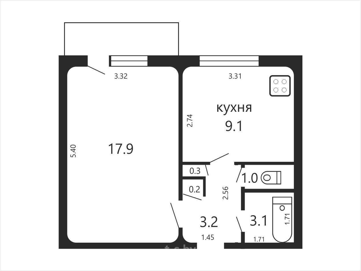 квартира, Дружный, ул. Шамановского, д. 23, стоимость продажи 104 540 р.