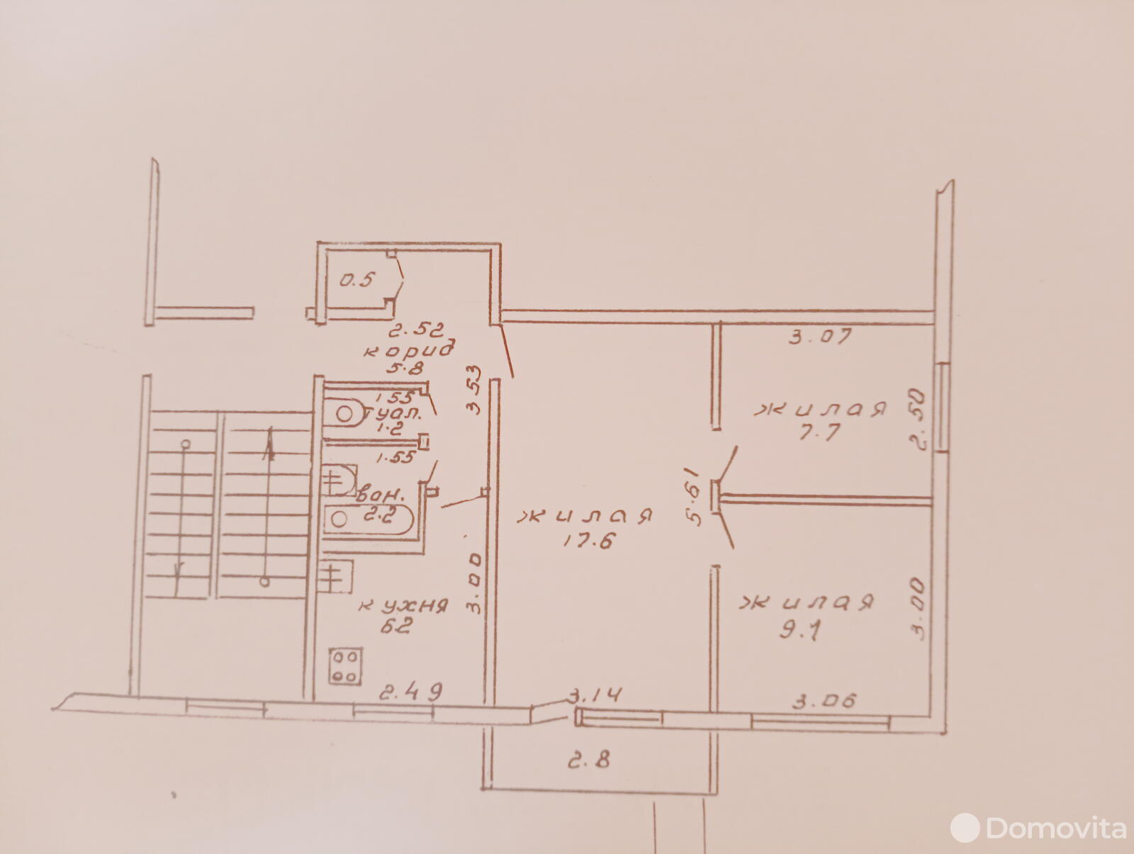 ул. Ленина, д. 51 в Волковыске купить 2-комнатную квартиру стоимостью 27600  USD, код: 809592