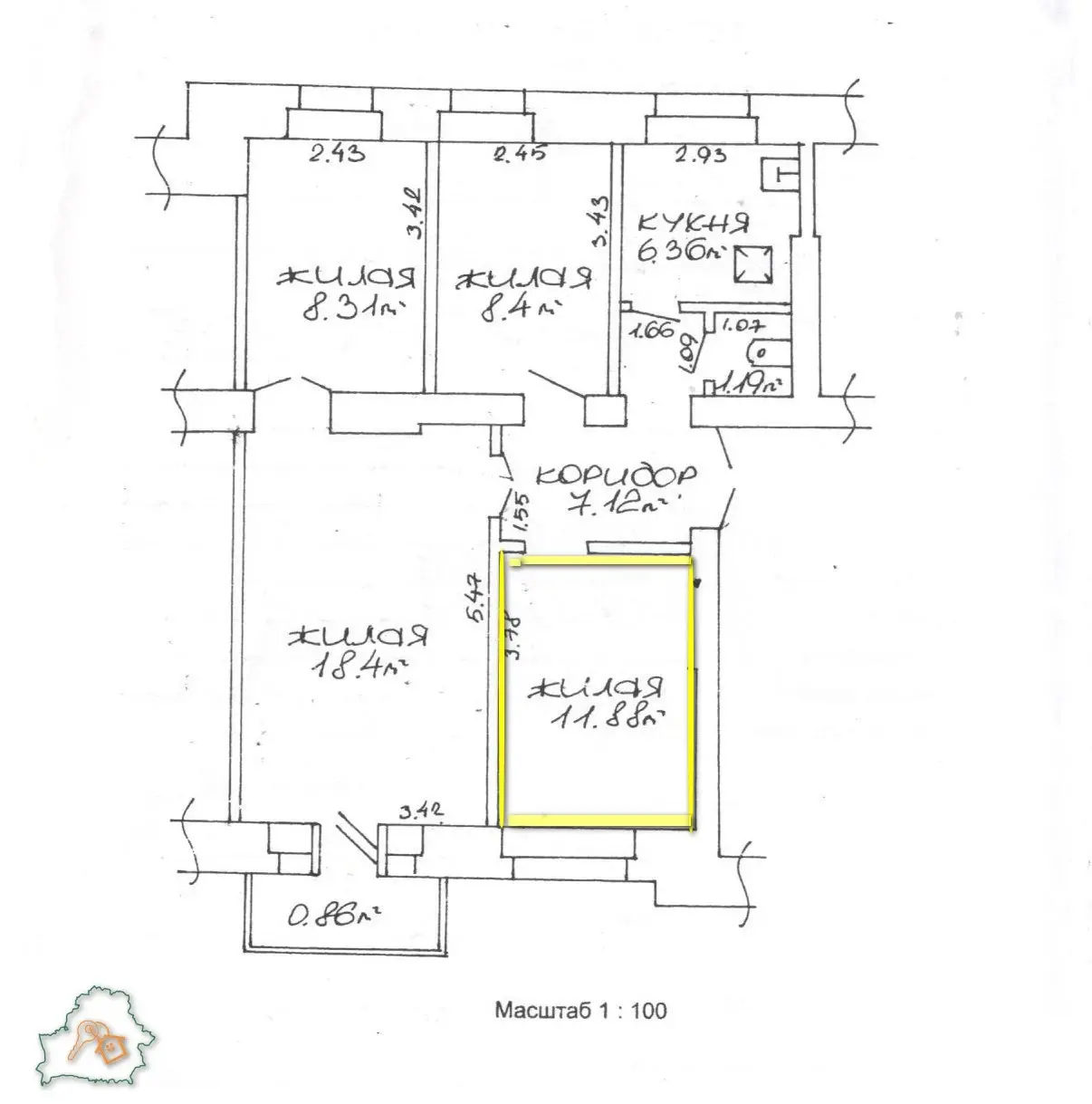 Цена продажи комнаты, Гомель, ул. Крестьянская, д. 5