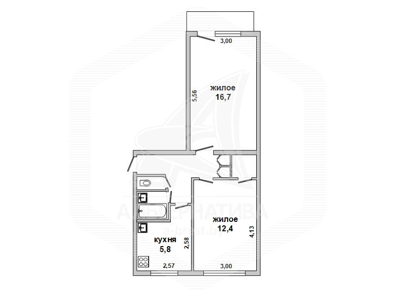 Купить 2-комнатную квартиру в Белоозерске, , 15900 USD, код: 690417 - фото 2