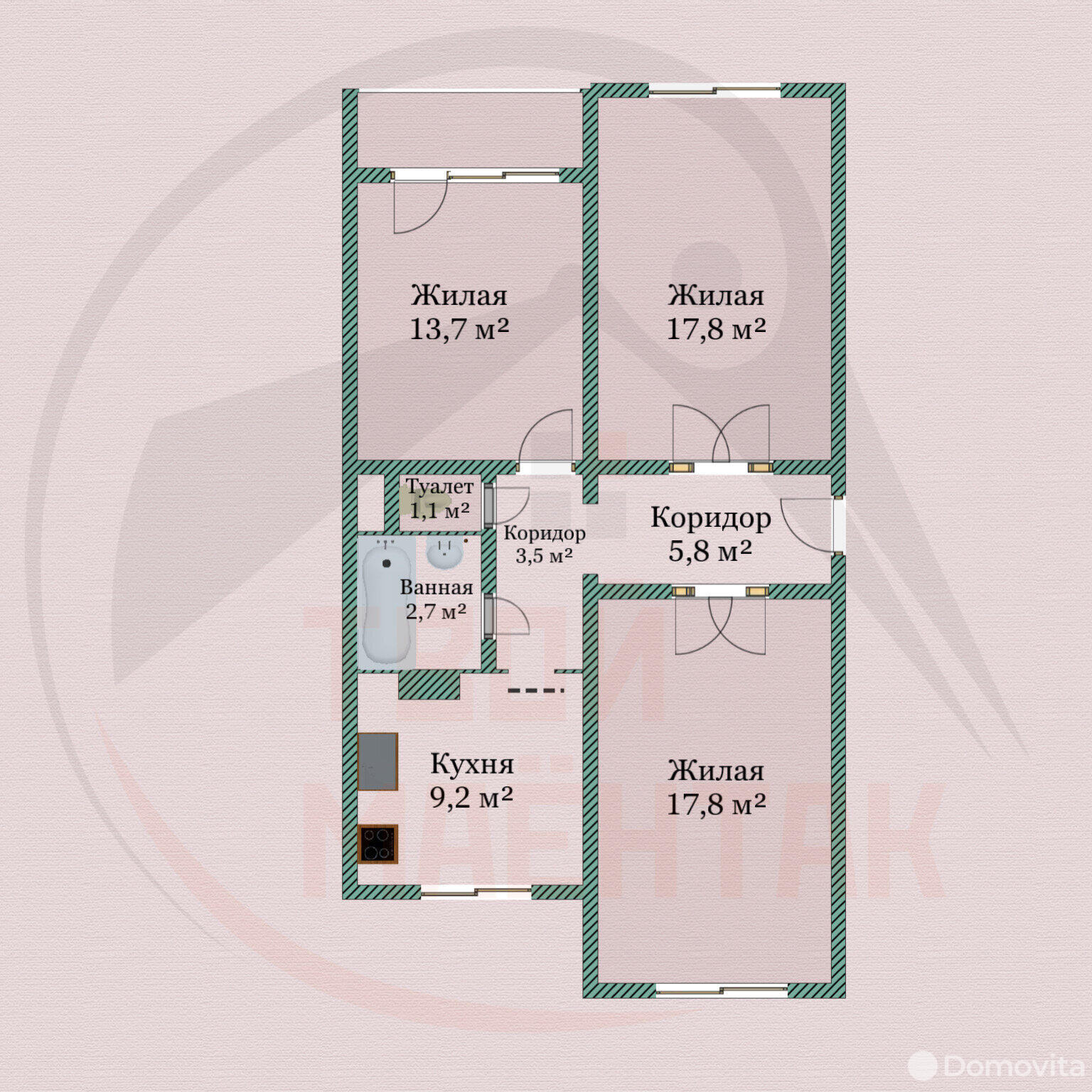 Продажа 3-комнатной квартиры в Минске, ул. Авиации, д. 9, 65500 USD, код: 972185 - фото 1