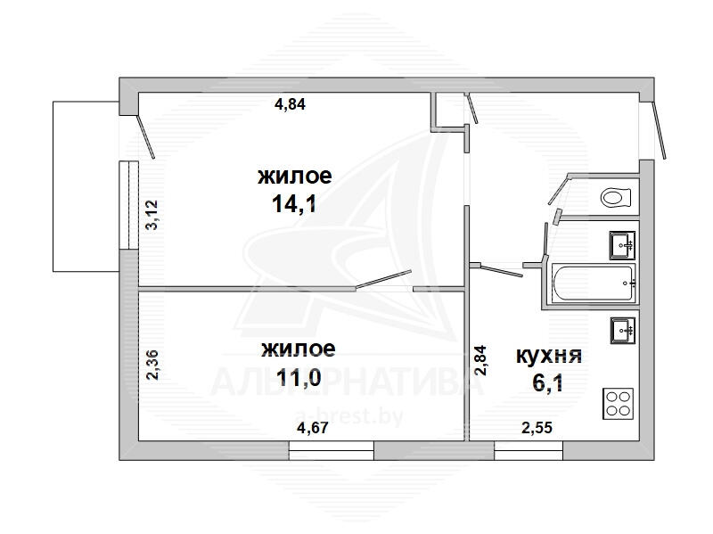 квартира, Жабинка, , стоимость продажи 98 512 р.