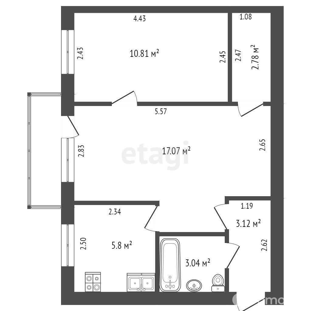 квартира, Минск, ул. Железнодорожная, д. 126/б, стоимость продажи 233 288 р.