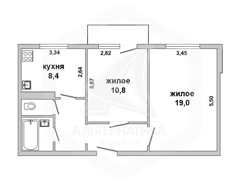 Купить 2-комнатную квартиру в Кобрине, , 26900 USD, код: 944831 - фото 2