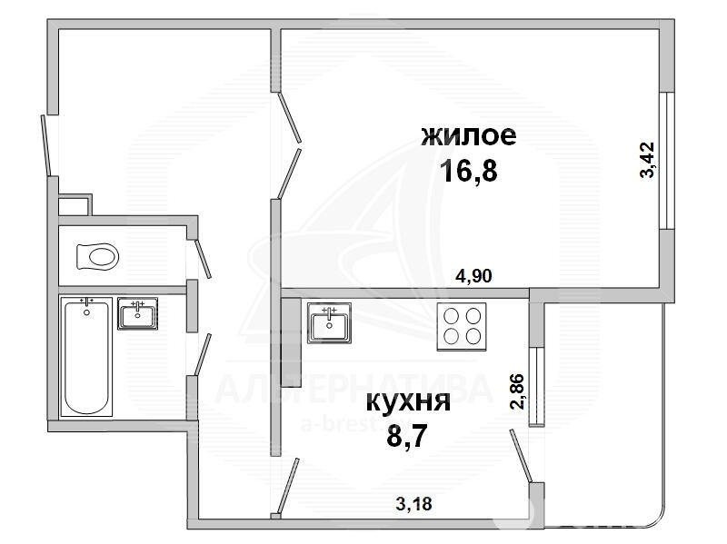 Купить 1-комнатную квартиру в Бресте, ул. Советской Конституции, 34000 USD, код: 691031 - фото 4