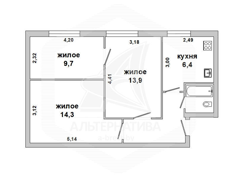 квартира, Брест, ул. Советская, стоимость продажи 227 668 р.