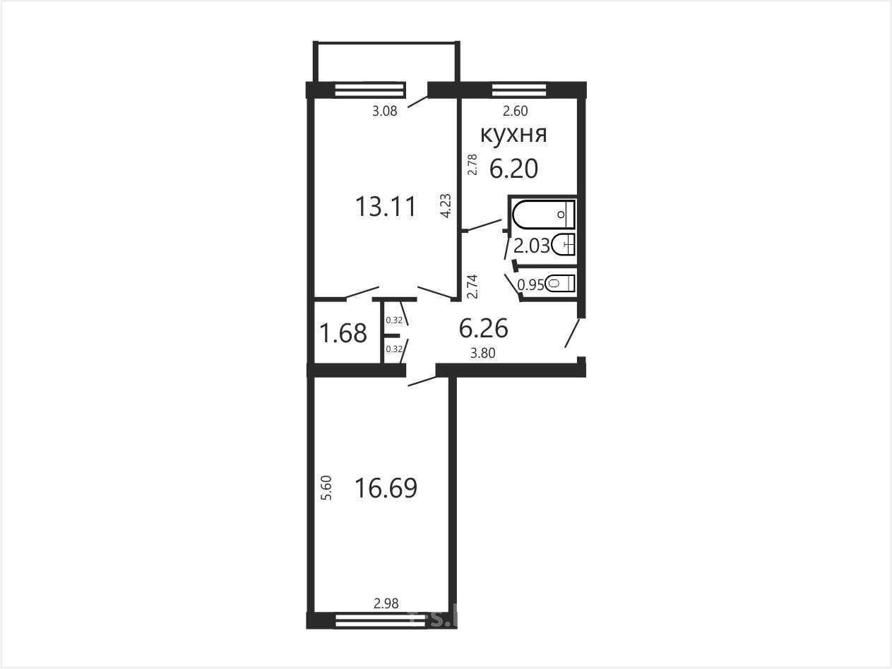 Продажа 2-комнатной квартиры в Минске, ул. Козыревская, д. 35/1, 59700 USD, код: 1068066 - фото 2