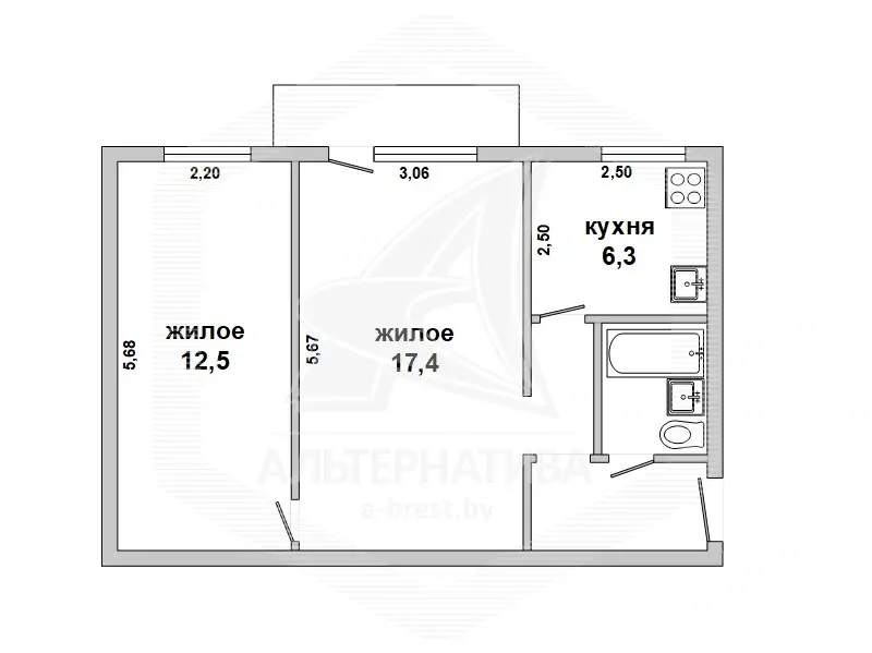 Купить комнату в Бресте, ул. Жукова, цена 69700 BYN, код 7754 - фото 2