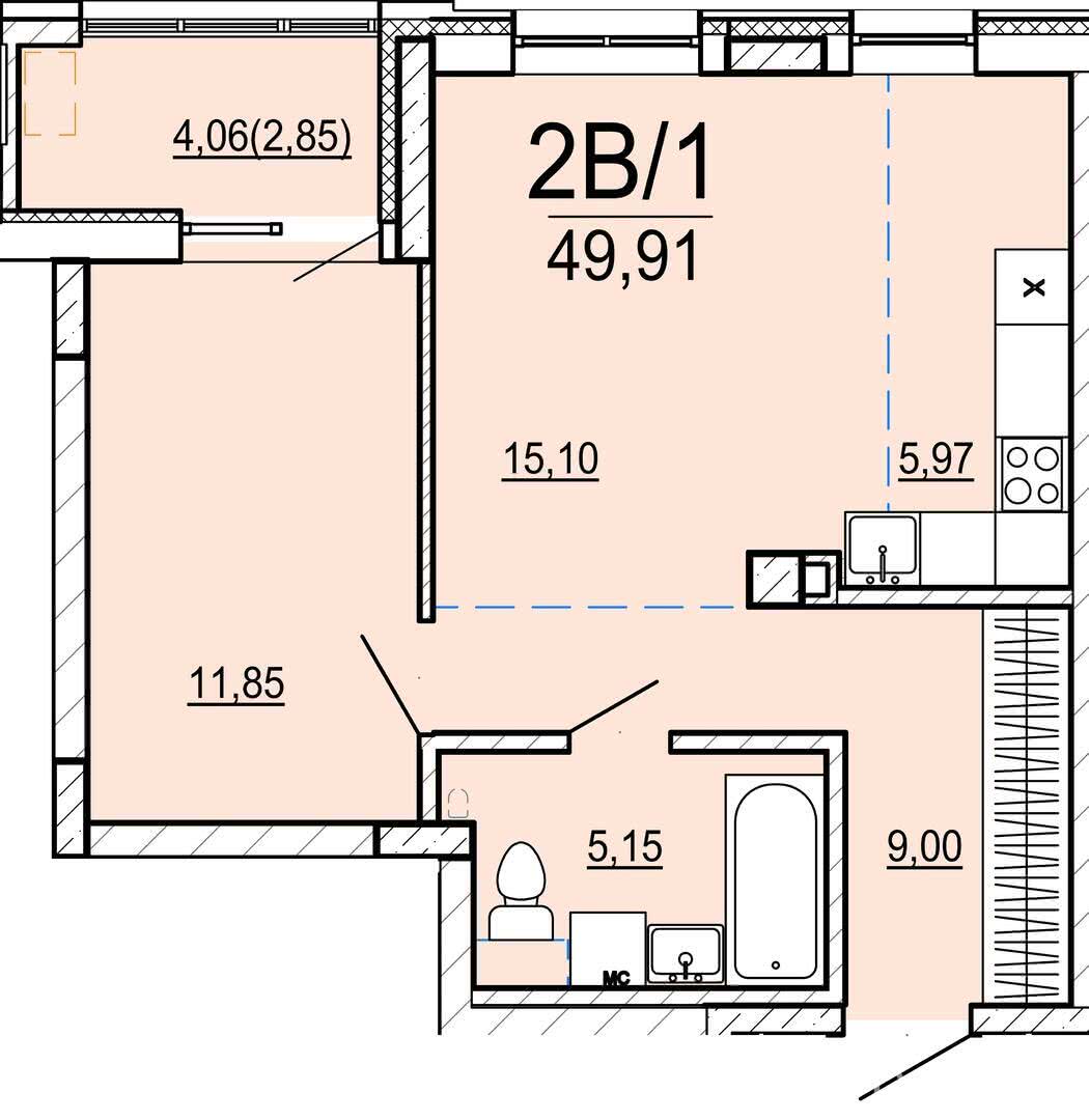 Купить 2-комнатную квартиру в Минске, ул. Нововиленская, д. 61, 99820 USD, код: 1023147 - фото 1