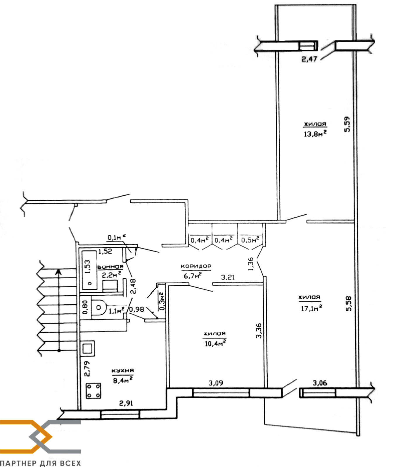 квартира, Слуцк, ул. Ленина, д. 223, стоимость продажи 134 534 р.