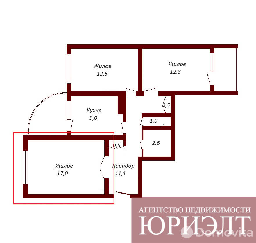комната, Брест, ул. Суворова, д. 1, стоимость продажи 32 616 р.