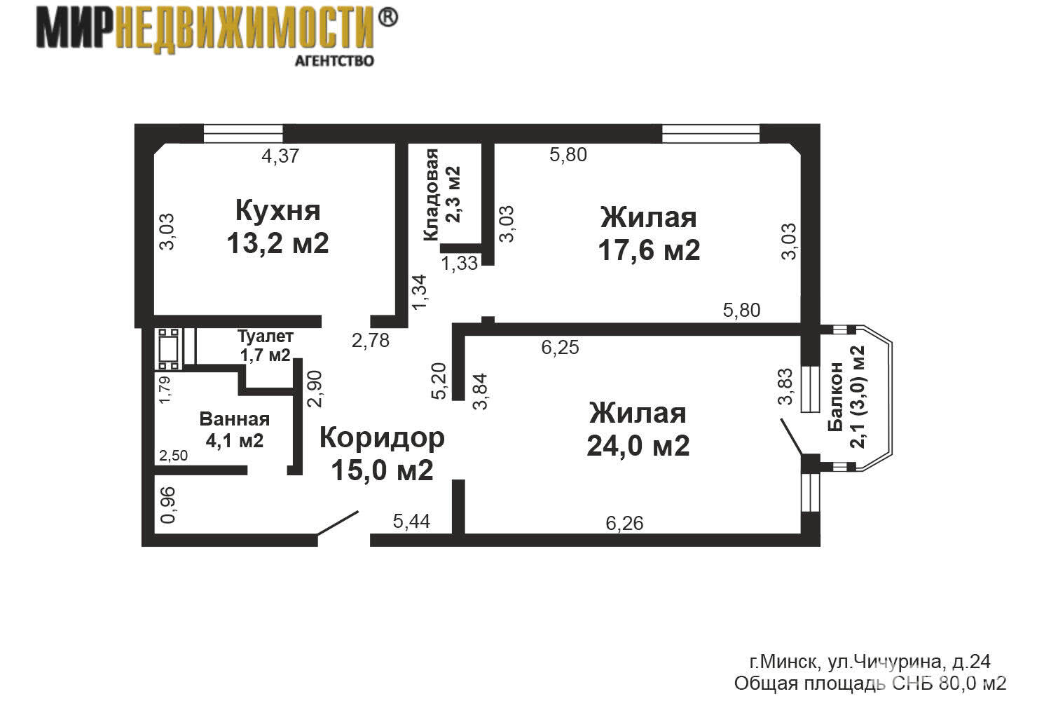 Стоимость продажи квартиры, Минск, ул. Чичурина, д. 24
