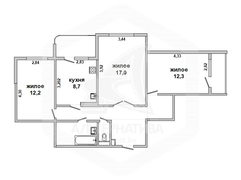 Купить 3-комнатную квартиру в Бресте, ул. Гвардейская, 61000 USD, код: 747647 - фото 3