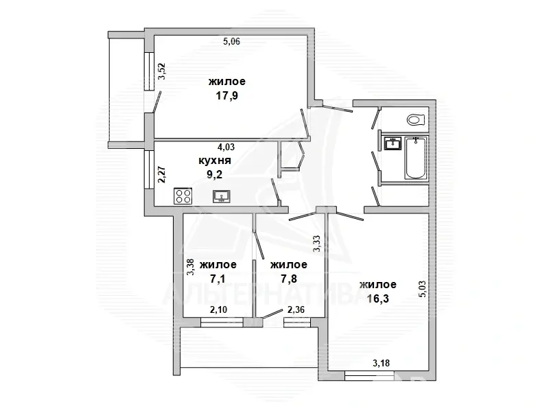 Купить комнату в Бресте, ул. Карла Маркса, цена 237720 BYN, код 7608 - фото 12