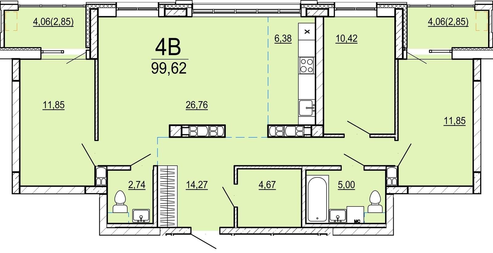 Купить 4-комнатную квартиру в Минске, ул. Нововиленская, д. 9/2, 203225 USD, код: 1084105 - фото 2