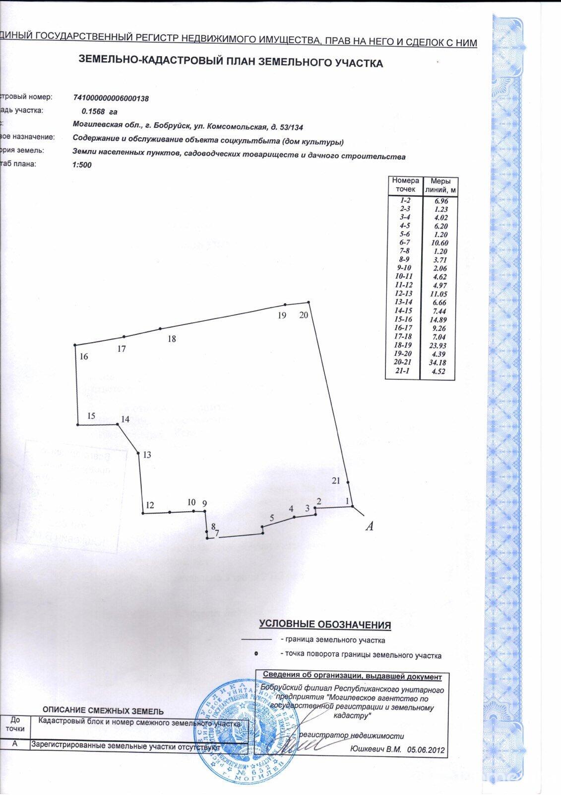 Цена продажи торгового объекта, Бобруйск, ул. Комсомольская, д. 53