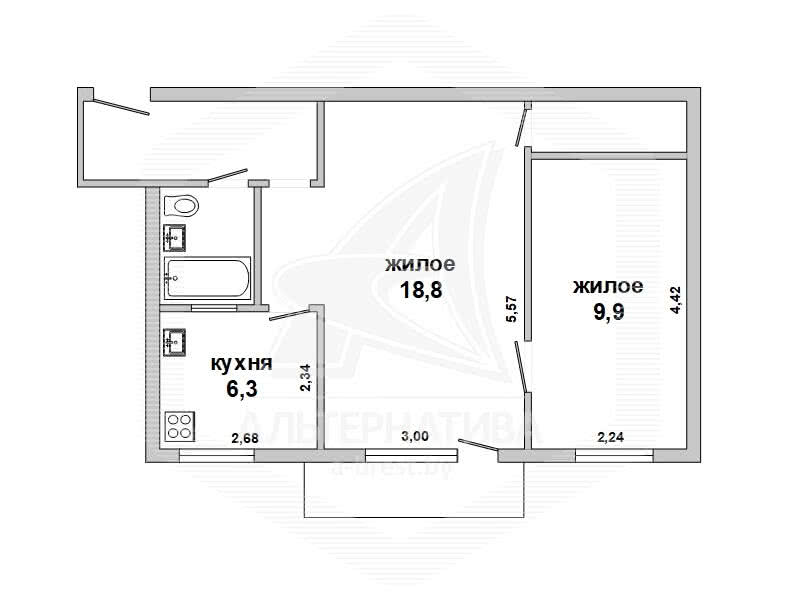 квартира, Жабинка, , стоимость продажи 61 322 р.